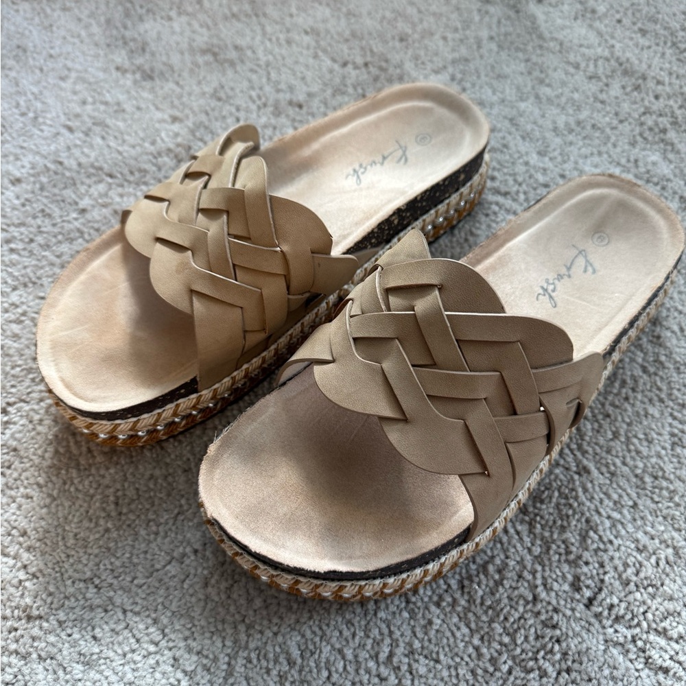 Tan Woven Women's Sandals